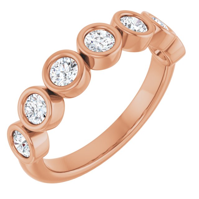 14K Yellow Or White Or Rose Gold Or Platinum Round Polished Natural Diamond Anniversary Band, Size 7