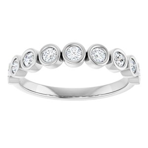 Platinum Round 2.25 Mm Polished 1/2 Ctw Natural Diamond Anniversary Band Size 7