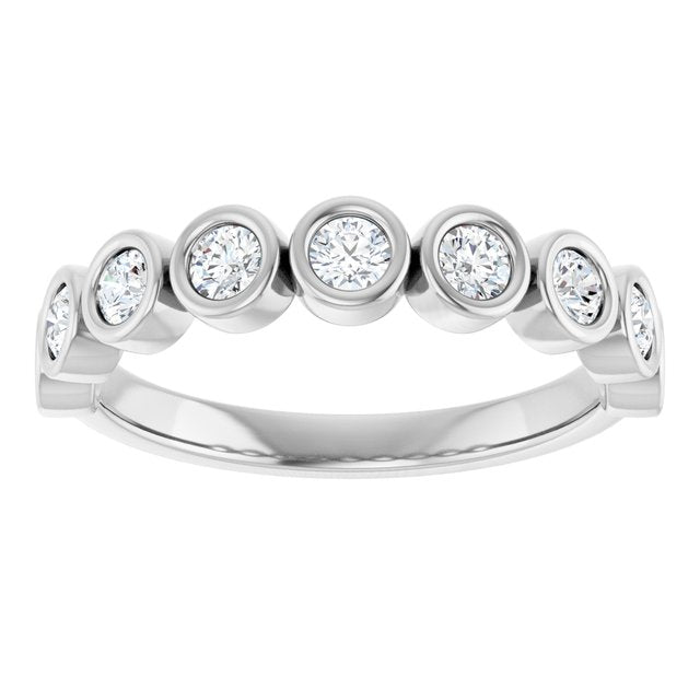 14K Yellow Or White Or Rose Gold Or Platinum Round Polished Natural Diamond Anniversary Band, Size 7