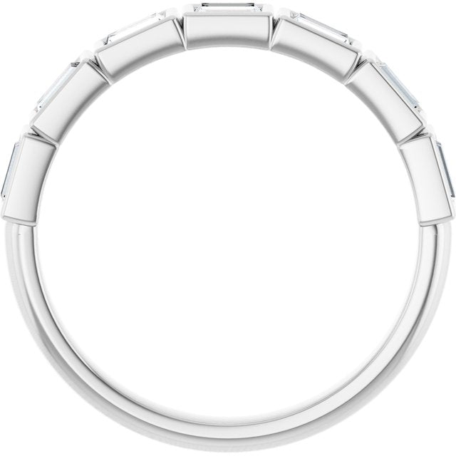 14K White Gold Straight Baguette 3 X 2 Mm Polished 1/2 Ctw Natural Diamond Anniversary Band, Size 7