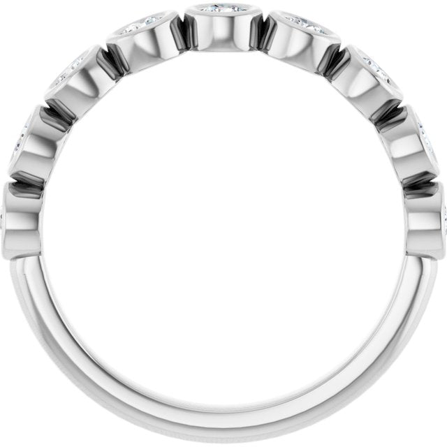 14K Yellow Or White Or Rose Gold Or Platinum Round Polished Natural Diamond Anniversary Band, Size 7