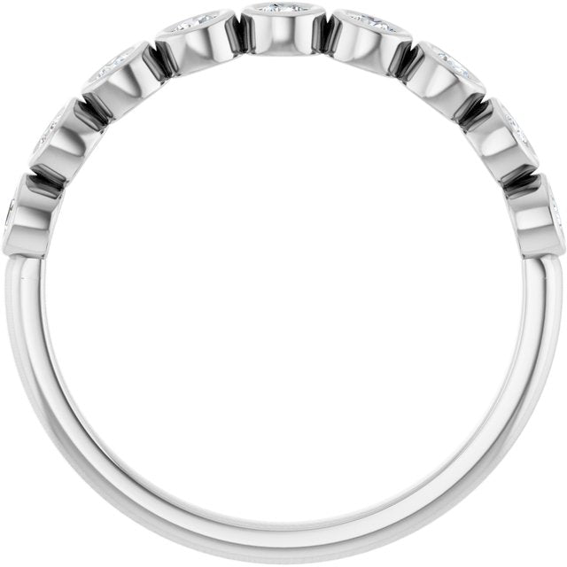 14K Yellow Or White Or Rose Gold Or Platinum Round Polished Natural Diamond Anniversary Band, Size 7