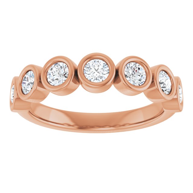 14K Yellow Or White Or Rose Gold Or Platinum Round Polished Natural Diamond Anniversary Band, Size 7