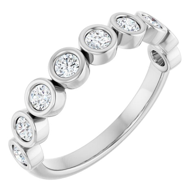 14K Yellow Or White Or Rose Gold Or Platinum Round Polished Natural Diamond Anniversary Band, Size 7
