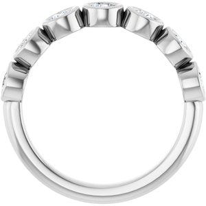 Platinum Round 3 Mm Polished 5/8 Ctw Natural Diamond Anniversary Band Size 7