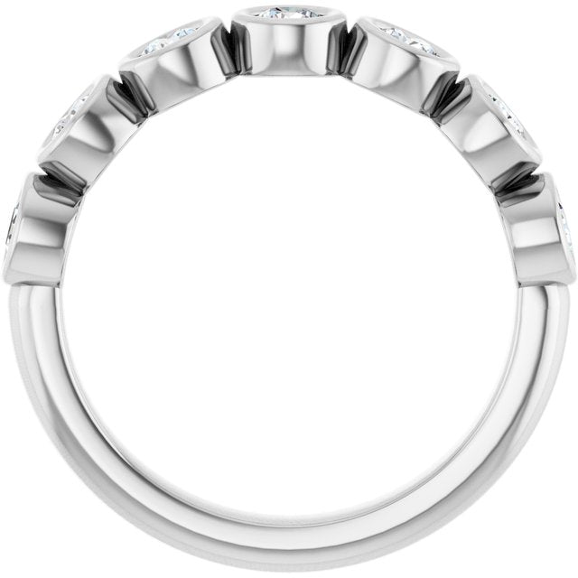 14K Yellow Or White Or Rose Gold Or Platinum Round Polished Natural Diamond Anniversary Band, Size 7