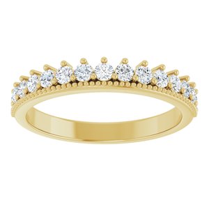 14K Yellow Gold Round 2 Mm 1/2 Ctw Lab-Grown Diamond Anniversary Band Size 7