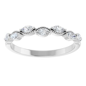 Platinum Marquise 3.5 X 1.75 Mm Polished 1/3 Ctw Natural Diamond Anniversary Band Size 7
