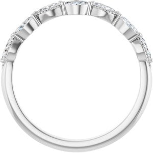 Platinum Marquise 3.5 X 1.75 Mm Polished 1/3 Ctw Natural Diamond Anniversary Band Size 7