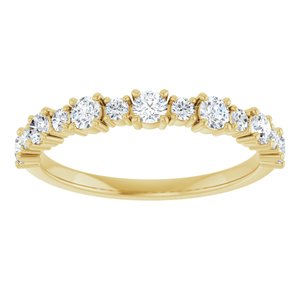 14K Yellow Gold Round 2.5 Mm Polished 1/2 Ctw Lab-Grown Diamond Anniversary Band Size 7