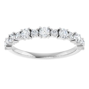 14K White Gold Round 2.5 Mm Polished 1/2 Ctw Lab-Grown Diamond Anniversary Band Size 7