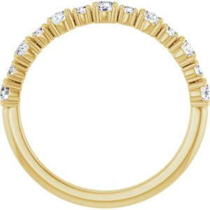 14K Yellow Gold Round 2.5 Mm Polished 1/2 Ctw Lab-Grown Diamond Anniversary Band Size 7