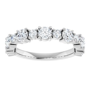 14K White Gold Round 3.4 Mm Polished 1 1/3 Ctw Lab-Grown Diamond Anniversary Band Size 7