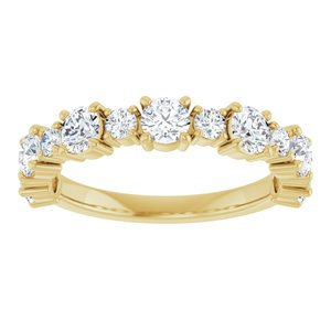 14K Yellow Gold Round 3.4 Mm Polished 1 1/3 Ctw Lab-Grown Diamond Anniversary Band Size 7