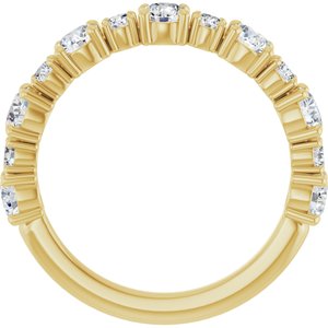 14K Yellow Gold Round 3.4 Mm Polished 1 1/3 Ctw Lab-Grown Diamond Anniversary Band Size 7