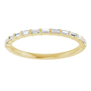14K Yellow Gold Straight Baguette 2 X 1 Mm Polished 1/5 Ctw Natural Diamond Anniversary Band Size 7