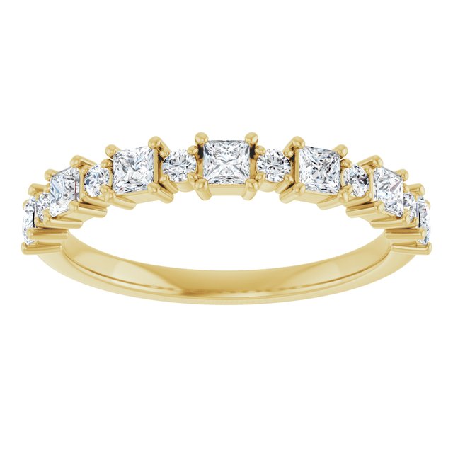14K Yellow Gold Square 2.25 X 2.25 Mm Polished 5/8 Ctw Natural Diamond Anniversary Band, Size 7