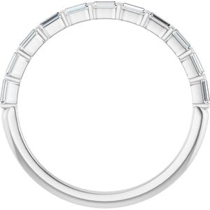 14K White Gold Straight Baguette 2.5 X 1 Mm Polished 1/5 Ctw Natural Diamond Anniversary Band Size 7