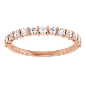 14K Rose Gold Round 2 Mm Polished 3/8 Ctw Natural Diamond Anniversary Band Size 7