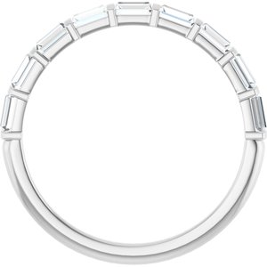 14K White Gold Straight Baguette 3 X 1.5 Mm Polished 3/8 Ctw Natural Diamond Anniversary Band Size 7