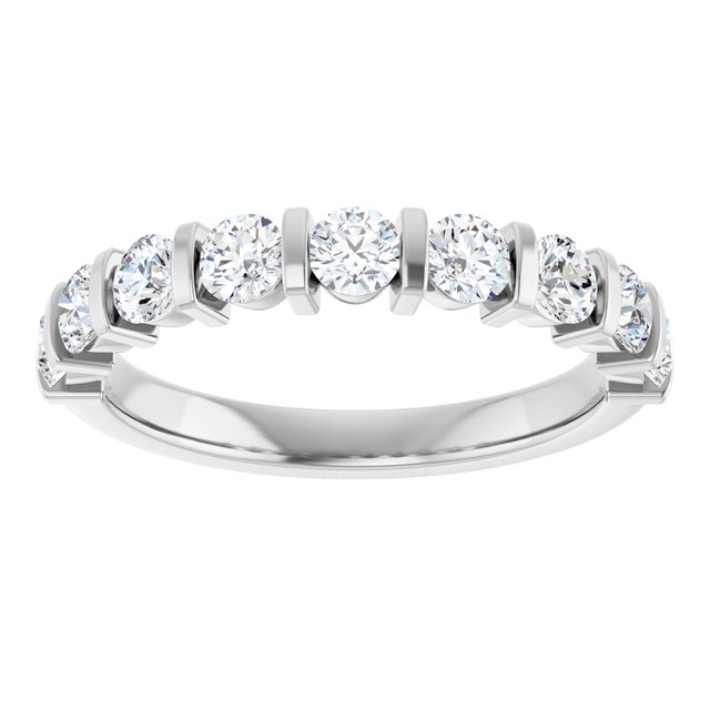 14K White Gold Round 3 Mm Polished 3/4 Ctw Lab-Grown Diamond Anniversary Band