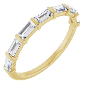 14K Yellow Gold Straight Baguette 4 X 2 Mm Polished 5/8 Ctw Natural Diamond Anniversary Band Size 7