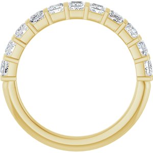 14K Yellow Gold Square 2.5 X 2.5 Mm Polished 1 Ctw Natural Diamond Anniversary Band Size 7