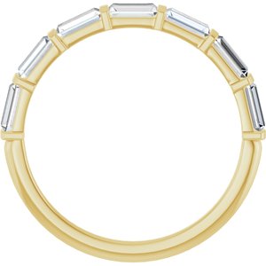 14K Yellow Gold Straight Baguette 4 X 2 Mm Polished 5/8 Ctw Natural Diamond Anniversary Band Size 7