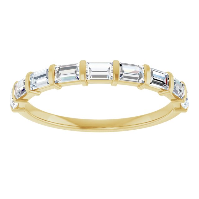 14K Yellow Gold Straight Baguette Polished Natural Diamond Anniversary Band