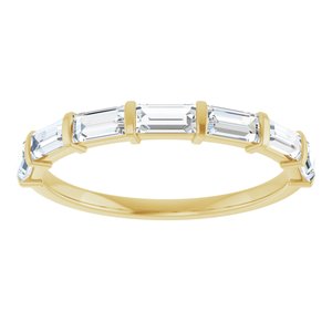 14K Yellow Gold Straight Baguette 4 X 2 Mm Polished 5/8 Ctw Natural Diamond Anniversary Band Size 7