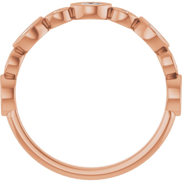 14K Rose Gold Marquise 3.5 X 1.75 Mm Polished 1/4 Ctw Natural Diamond Anniversary Band, Size 7