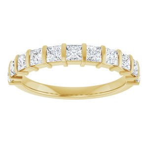 14K Yellow Gold Square 2.5 X 2.5 Mm Polished 1 Ctw Natural Diamond Anniversary Band Size 7