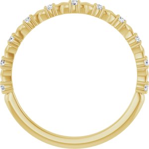 14K Yellow Gold Round 1.5 Mm Polished 1/6 Ctw Natural Diamond Anniversary Band Size 7