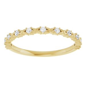 14K Yellow Gold Round 1.5 Mm Polished 1/6 Ctw Natural Diamond Anniversary Band Size 7