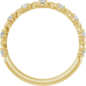 14K Yellow Gold Round 2 Mm Polished 1/4 Ctw Lab-Grown Diamond Anniversary Band Size 7
