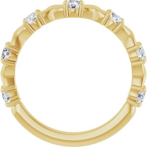 14K Yellow Gold Round 3 Mm Polished 5/8 Ctw Natural Diamond Anniversary Band Size 7