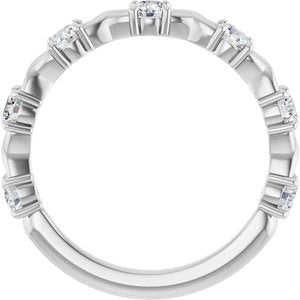 14K White Gold Round 3 Mm Polished 5/8 Ctw Lab-Grown Diamond Anniversary Band Size 7