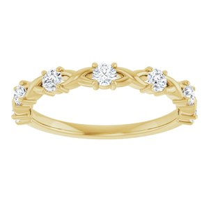 14K Yellow Gold Round 2.5 Mm Polished 3/8 Ctw Lab-Grown Diamond Anniversary Band Size 7