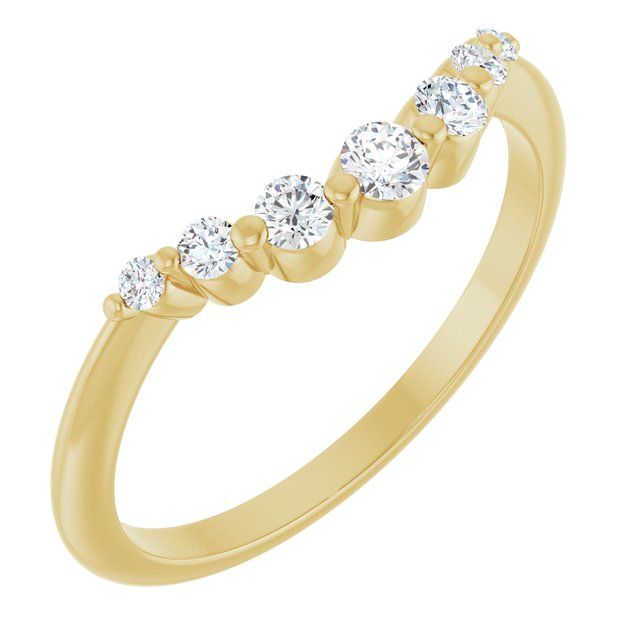 14K Yellow Gold Round 2.5 Mm Polished 1/5 Ctw Lab Grown Diamond Contour Band, Size 7
