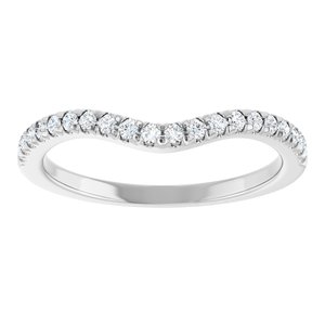14K White Gold Round 1.4 Mm Polished 1/5 Ctw Natural Diamond French-Set Matching Band Size 7