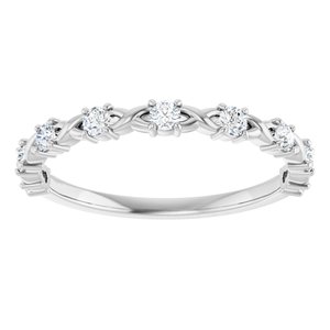 14K White Gold Round 2 Mm Polished 1/4 Ctw Lab-Grown Diamond Anniversary Band Size 7