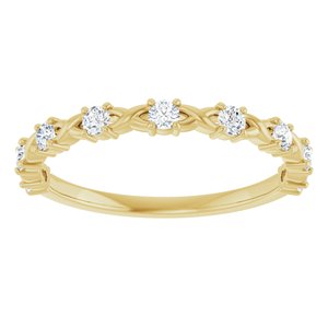 14K Yellow Gold Round 2 Mm Polished 1/4 Ctw Lab-Grown Diamond Anniversary Band Size 7