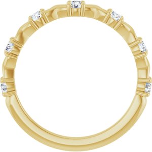 14K Yellow Gold Round 2.5 Mm Polished 3/8 Ctw Lab-Grown Diamond Anniversary Band Size 7