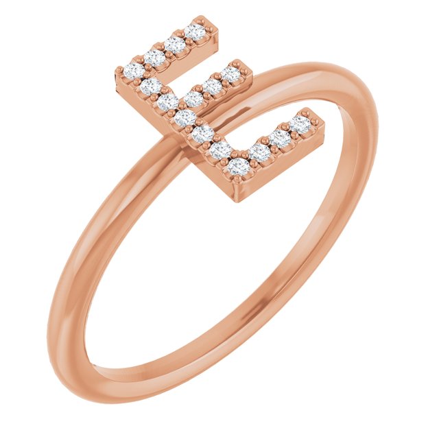 14K Yellow Or White Or Rose Gold Round I1, G-H Polished Natural Diamond Intial A Ring, Size 7