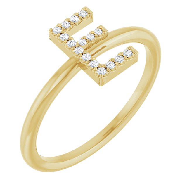 14K Yellow Or White Or Rose Gold Round I1, G-H Polished Natural Diamond Intial A Ring, Size 7