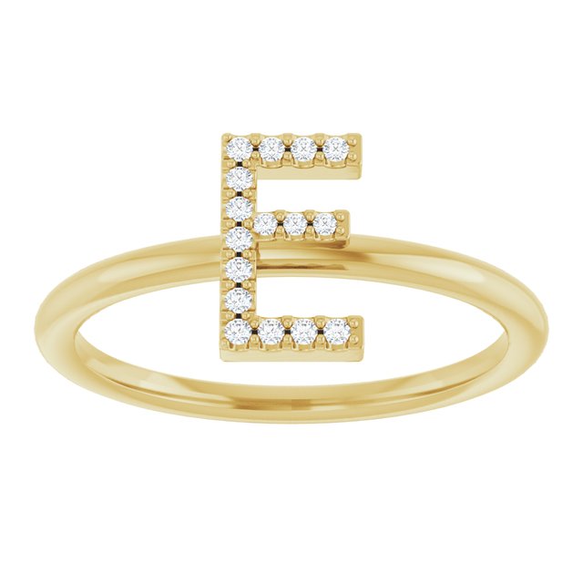 14K Yellow Or White Or Rose Gold Round I1, G-H Polished Natural Diamond Intial A Ring, Size 7