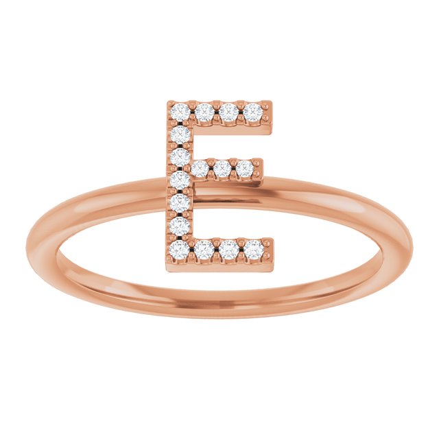 14K Yellow Or White Or Rose Gold Round I1, G-H Polished Natural Diamond Intial A Ring, Size 7