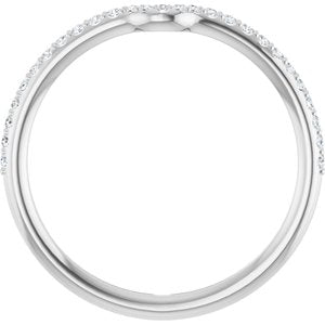 14K White Gold Round Polished 1/8 Ctw Natural Diamond Band Size 7