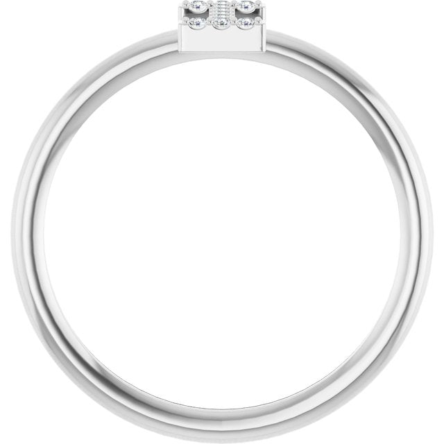 14K Yellow Or White Or Rose Gold Round I1, G-H Polished Natural Diamond Intial A Ring, Size 7