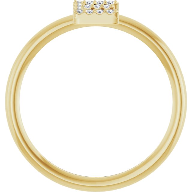 14K Yellow Or White Or Rose Gold Round I1, G-H Polished Natural Diamond Intial A Ring, Size 7